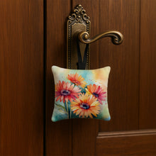 Load image into Gallery viewer, Gerbera Daisies in Watercolor Hanging Square Fabric Ornament 3.5 × 3.5