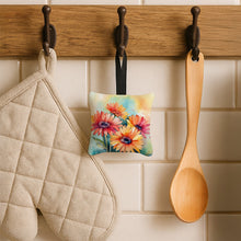 Load image into Gallery viewer, Gerbera Daisies in Watercolor Hanging Square Fabric Ornament 3.5 × 3.5