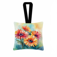 Load image into Gallery viewer, Gerbera Daisies in Watercolor Hanging Square Fabric Ornament 3.5 × 3.5