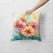 Load image into Gallery viewer, Gerbera Daisies in Watercolor Throw Pillow