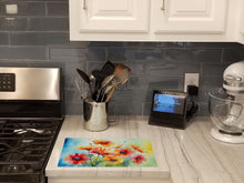 Load image into Gallery viewer, Gerbera Daisies in Watercolor Glass Cutting Boards – Durable, Decorative Kitchen Art Large