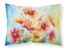 Load image into Gallery viewer, Gerbera Daisies in Watercolor Fabric Standard Pillowcase – Artistic Decorative Front, White Back