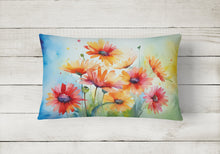 Load image into Gallery viewer, Gerbera Daisies in Watercolor Fabric Decorative Pillow