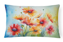 Load image into Gallery viewer, Gerbera Daisies in Watercolor Fabric Decorative Pillow