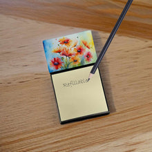 Load image into Gallery viewer, Gerbera Daisies in Watercolor Sticky Note Holder- Refiilable Desk Accessory Note Pad