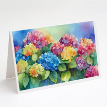 Load image into Gallery viewer, Hydrangeas in Watercolor Greeting Cards -  Blank Note Cards – 8-Pack of Artist-Designed Cards with Envelopes