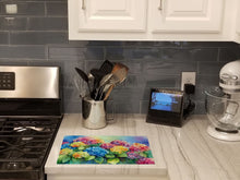 Load image into Gallery viewer, Hydrangeas in Watercolor Glass Cutting Boards – Durable, Decorative Kitchen Art Large
