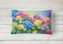 Load image into Gallery viewer, Hydrangeas in Watercolor Fabric Decorative Pillow