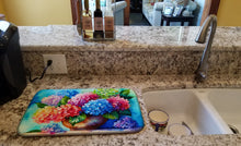 Load image into Gallery viewer, Hydrangeas in Watercolor Dish Drying Mat