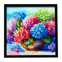 Load image into Gallery viewer, Hydrangeas in Watercolor Framed Metal Print