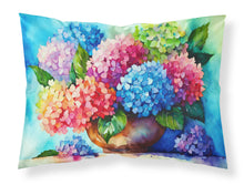 Load image into Gallery viewer, Hydrangeas in Watercolor Fabric Standard Pillowcase – Artistic Decorative Front, White Back