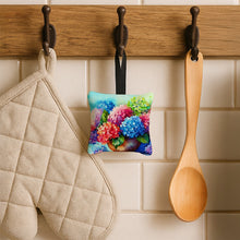Load image into Gallery viewer, Hydrangeas in Watercolor Hanging Square Fabric Ornament 3.5 × 3.5
