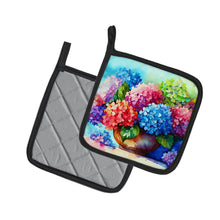 Load image into Gallery viewer, Hydrangeas in Watercolor Pot Holders - Set of 2 Decorative Kitchen Helpers | Made in the USA