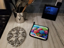 Load image into Gallery viewer, Hydrangeas in Watercolor Pot Holders - Set of 2 Decorative Kitchen Helpers | Made in the USA