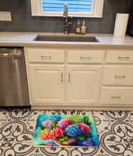 Load image into Gallery viewer, Hydrangeas in Watercolor Memory Foam Kitchen Mat