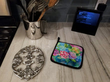 Load image into Gallery viewer, Hydrangeas in Watercolor Pot Holders - Set of 2 Decorative Kitchen Helpers | Made in the USA