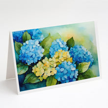 Load image into Gallery viewer, Hydrangeas in Watercolor Greeting Cards -  Blank Note Cards – 8-Pack of Artist-Designed Cards with Envelopes