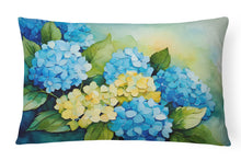Load image into Gallery viewer, Hydrangeas in Watercolor Fabric Decorative Pillow