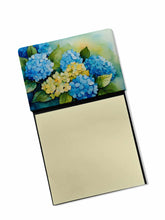 Load image into Gallery viewer, Hydrangeas in Watercolor Sticky Note Holder- Refiilable Desk Accessory Note Pad