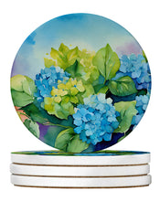 Load image into Gallery viewer, Hydrangeas in Watercolor Large Sandstone Coasters Pack of 4