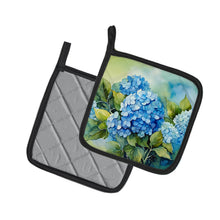 Load image into Gallery viewer, Hydrangeas in Watercolor Pot Holders - Set of 2 Decorative Kitchen Helpers | Made in the USA