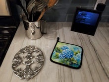 Load image into Gallery viewer, Hydrangeas in Watercolor Pot Holders - Set of 2 Decorative Kitchen Helpers | Made in the USA