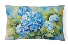 Load image into Gallery viewer, Hydrangeas in Watercolor Fabric Decorative Pillow