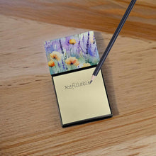 Load image into Gallery viewer, Lavender in Watercolor Sticky Note Holder- Refiilable Desk Accessory Note Pad