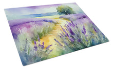 Load image into Gallery viewer, Lavender in Watercolor Glass Cutting Boards – Durable, Decorative Kitchen Art Large