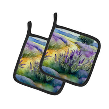 Load image into Gallery viewer, Lavender in Watercolor Pot Holders - Set of 2 Decorative Kitchen Helpers | Made in the USA