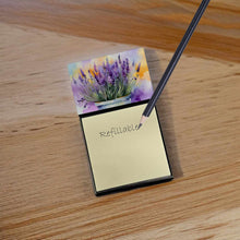 Load image into Gallery viewer, Lavender in Watercolor Sticky Note Holder- Refiilable Desk Accessory Note Pad