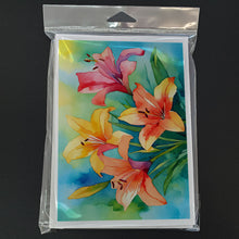 Load image into Gallery viewer, Lilies in Watercolor Greeting Cards -  Blank Note Cards – 8-Pack of Artist-Designed Cards with Envelopes