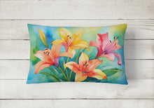 Load image into Gallery viewer, Lilies in Watercolor Fabric Decorative Pillow