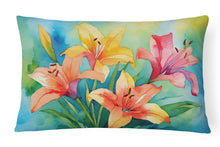 Load image into Gallery viewer, Lilies in Watercolor Fabric Decorative Pillow