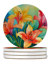 Load image into Gallery viewer, Lilies in Watercolor Large Sandstone Coasters Pack of 4