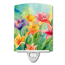 Load image into Gallery viewer, Lilies in Watercolor Ceramic Night Light