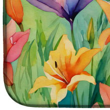 Load image into Gallery viewer, Lilies in Watercolor Dish Drying Mat