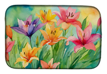 Load image into Gallery viewer, Lilies in Watercolor Dish Drying Mat
