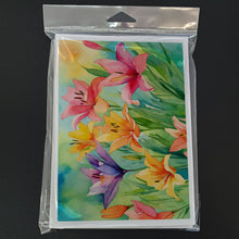 Load image into Gallery viewer, Lilies in Watercolor Greeting Cards -  Blank Note Cards – 8-Pack of Artist-Designed Cards with Envelopes