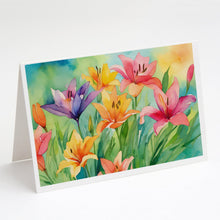 Load image into Gallery viewer, Lilies in Watercolor Greeting Cards -  Blank Note Cards – 8-Pack of Artist-Designed Cards with Envelopes