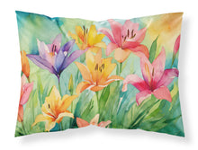 Load image into Gallery viewer, Lilies in Watercolor Fabric Standard Pillowcase – Artistic Decorative Front, White Back