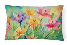 Load image into Gallery viewer, Lilies in Watercolor Fabric Decorative Pillow