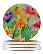 Load image into Gallery viewer, Lilies in Watercolor Large Sandstone Coasters Pack of 4