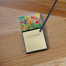 Load image into Gallery viewer, Lilies in Watercolor Sticky Note Holder- Refiilable Desk Accessory Note Pad