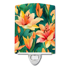 Load image into Gallery viewer, Lilies in Watercolor Ceramic Night Light