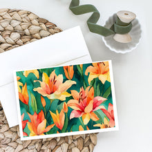 Load image into Gallery viewer, Lilies in Watercolor Greeting Cards -  Blank Note Cards – 8-Pack of Artist-Designed Cards with Envelopes