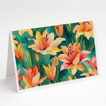 Load image into Gallery viewer, Lilies in Watercolor Greeting Cards -  Blank Note Cards – 8-Pack of Artist-Designed Cards with Envelopes