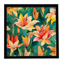 Load image into Gallery viewer, Lilies in Watercolor Framed Metal Print