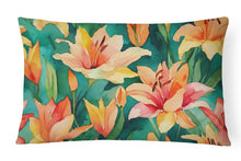 Load image into Gallery viewer, Lilies in Watercolor Fabric Decorative Pillow