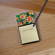 Load image into Gallery viewer, Lilies in Watercolor Sticky Note Holder- Refiilable Desk Accessory Note Pad